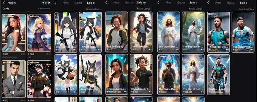 圖：Talkie部分人物形象商店，來源：Talkie APP